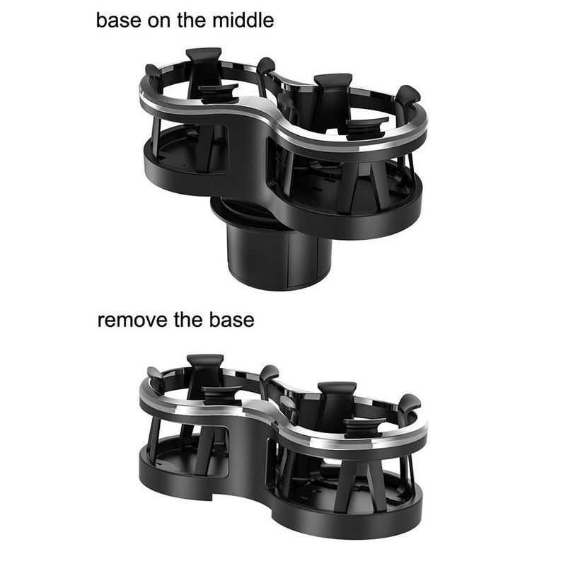 2-in-1 Car Cup Holder Adapter with Adjustable Base - Universal Double Cup Holder Extender Organizer for Vehicle, Truck, RV, Boat - Secure Fit for Drinks & Bottles - Image 3